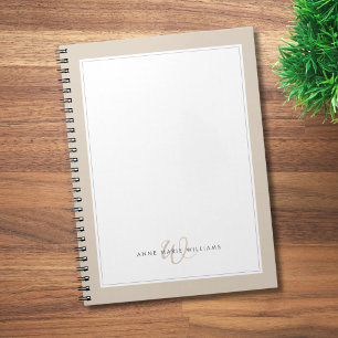 Minimalistische Mocha Bruine Twee Rand Monogram Notitieboek
