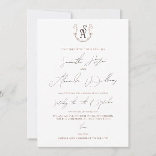 Minimalistische Mocha Mousse Preppy Kalligrafie Tr Kaart (Voorkant)