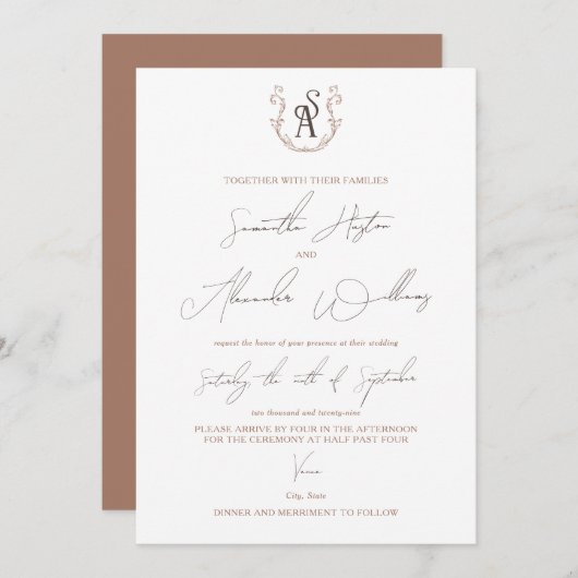 Minimalistische Mocha Mousse Preppy Kalligrafie Tr Kaart (Voorkant / Achterkant)