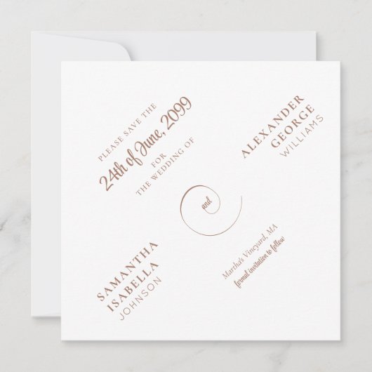 Minimalistische Mocha Mousse Timeless Ampersand Br Save The Date (Voorkant)