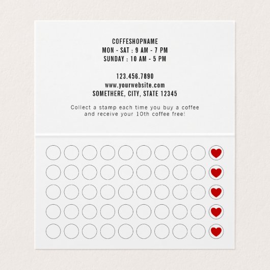 Minimalistische Modern Folded Black Coffee Loyalty Visitekaartje (Binnenkant ongevouwen)