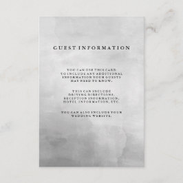 Minimalistische Modern Grey Waterverf Gastgegevens Informatiekaartje