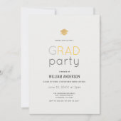 Minimalistische Modern Grijs Goud Graduation Party Kaart (Voorkant)
