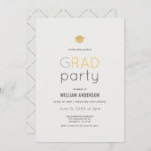 Minimalistische Modern Grijs Goud Graduation Party Kaart (Voorkant / Achterkant)