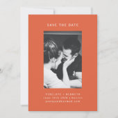 Minimalistische Modern Helder Sinaasappel Fotobrui Save The Date (Voorkant)