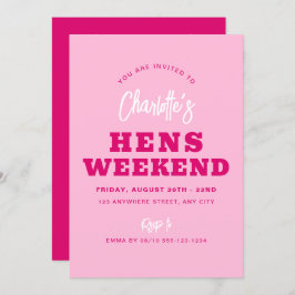 Minimalistische Modern Hot Pink Hens Weekend-route Kaart