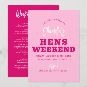 Minimalistische Modern Hot Pink Hens Weekend-route Kaart