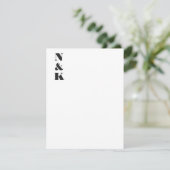 Minimalistische Modern Monogram Initialen Zwart Wi Bedankkaart (Staand voorkant)