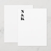 Minimalistische Modern Monogram Initialen Zwart Wi Bedankkaart (Voorkant / Achterkant)