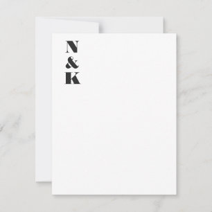 Minimalistische Modern Monogram Initialen Zwart Wi Bedankkaart