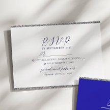 Minimalistische Modern Royal Blue Wedding RSVP-Kaa
