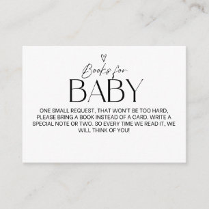 Minimalistische Modern Simple Heart Books voor Bab Informatiekaartje