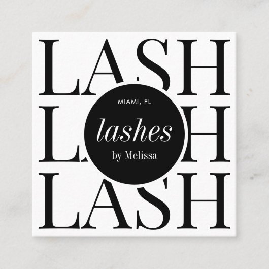 Minimalistische Modern Simple Lashes Nazorg Kaarte Vierkante Visitekaartje (Voorkant)