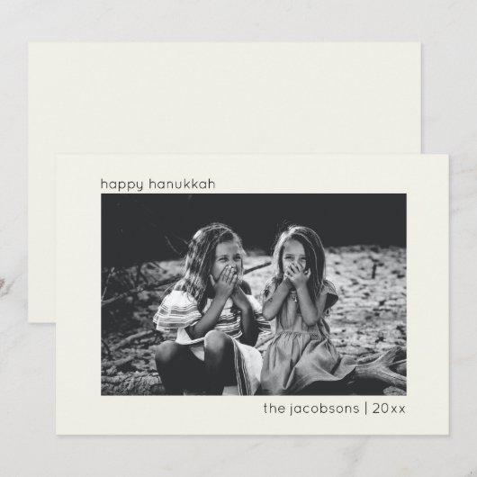 Minimalistische Modern Trendy Hanukkah Foto Feestdagenkaart (Voorkant / Achterkant)