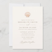 Minimalistische Modern Zee Shell Beach Wedding Kaart (Voorkant)