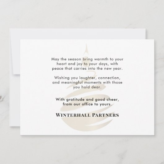 Minimalistische Modern Zwart Goud Ornament Bedrijf Feestdagenkaart (Voorkant)