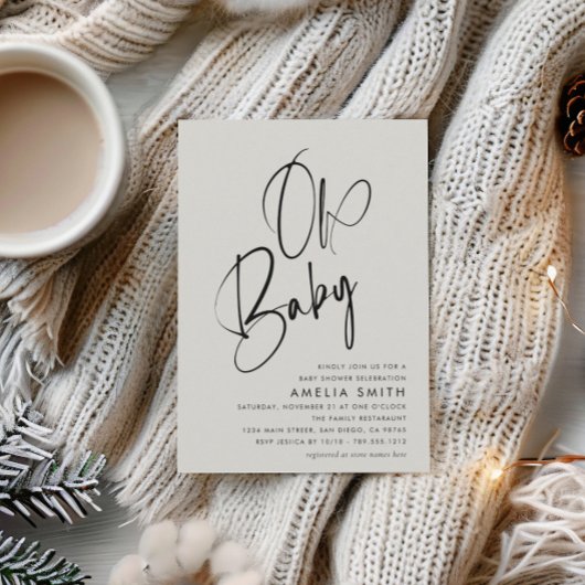 Minimalistische Modern Zwart Wit Oh Baby Kaart