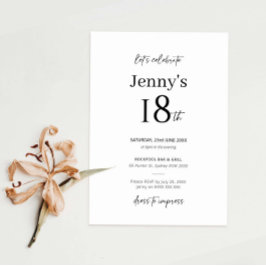 Minimalistische Moderne 18e verjaardag Uitnodiging