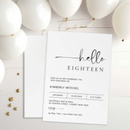 Minimalistische Moderne 18e verjaardag Uitnodiging