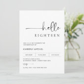 Minimalistische Moderne 18e verjaardag Uitnodiging (Staand voorkant)