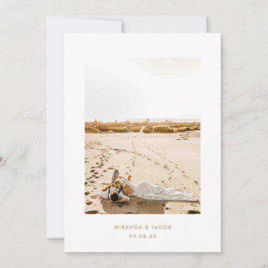 Minimalistische moderne 2-foto bruiloft 'We Eloped Aankondiging (Voorkant)