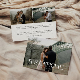 Minimalistische moderne 3-foto bruiloft elopement aankondiging