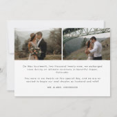 Minimalistische moderne 3-foto bruiloft elopement aankondiging (Achterkant)