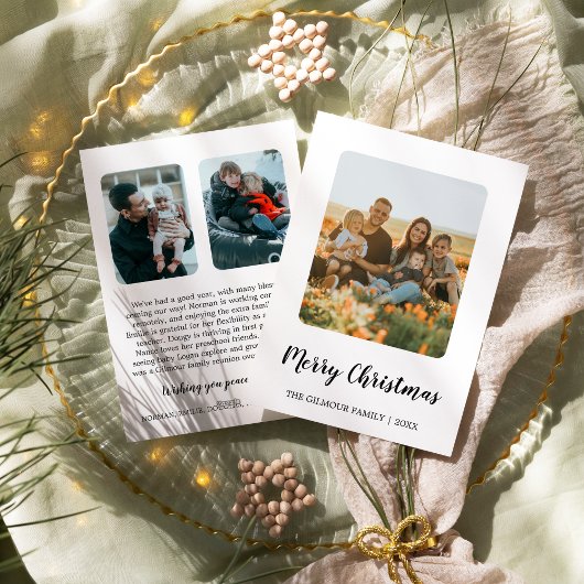 Minimalistische Moderne 3 Foto Kerstmis Nieuwsbrie Feestdagenkaart