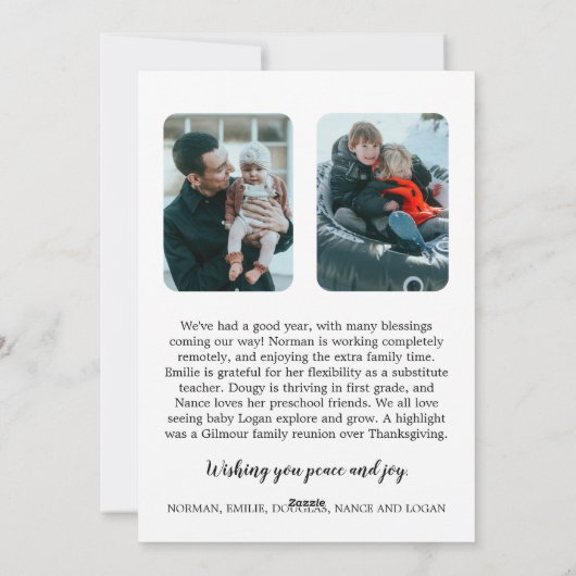 Minimalistische Moderne 3 Foto Kerstmis Nieuwsbrie Feestdagenkaart (Achterkant)