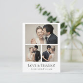 Minimalistische Moderne 3 foto's Trouwbedankje Briefkaart (Staand voorkant)