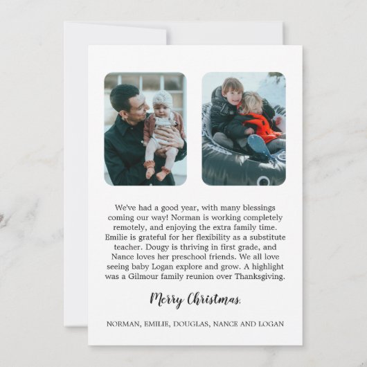 Minimalistische moderne 3Photo Peace Love Joy Nieu Feestdagenkaart (Achterkant)