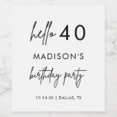 Minimalistische moderne 40ste verjaardagsfeestguns wijn etiket (Enkel label)