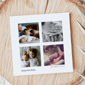 Minimalistische Moderne 4 Foto Collage Kerstmis Feestdagenkaart