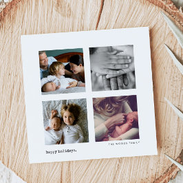 Minimalistische Moderne 4 Foto Collage Kerstmis Feestdagenkaart