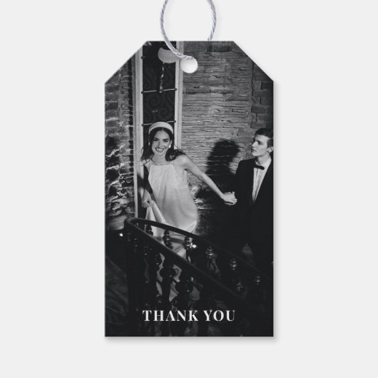 Minimalistische moderne aangepaste foto bruiloft b cadeaulabel (Voorkant)