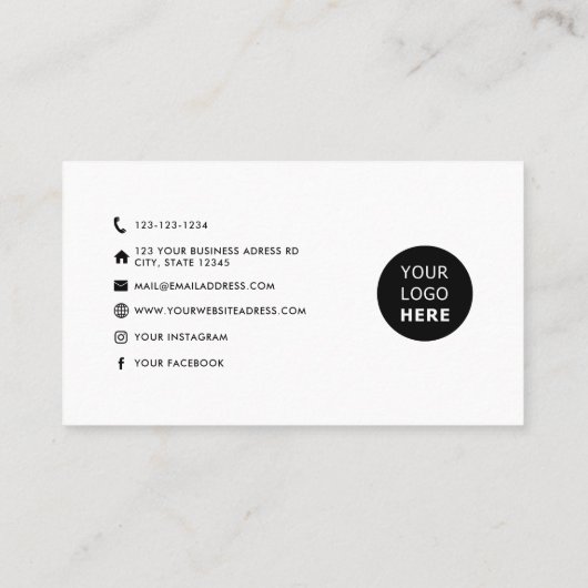 Minimalistische moderne aangepaste logo-pictogramm visitekaartje (Achterkant)