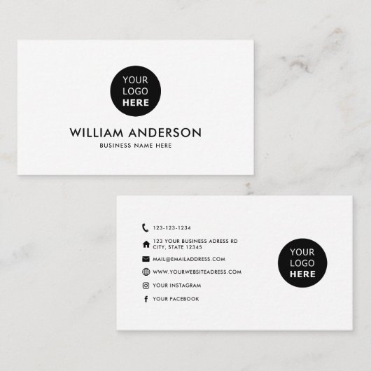 Minimalistische moderne aangepaste logo-pictogramm visitekaartje (Voorkant / Achterkant)
