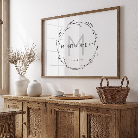 Minimalistische moderne aangepaste naam bord huwel poster