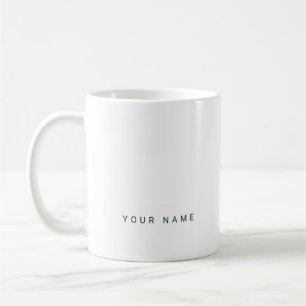 Minimalistische moderne aangepaste naam, tekst en koffiemok