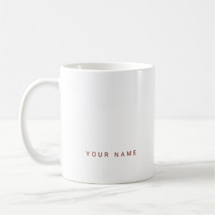 Minimalistische moderne aangepaste naam, tekst en koffiemok