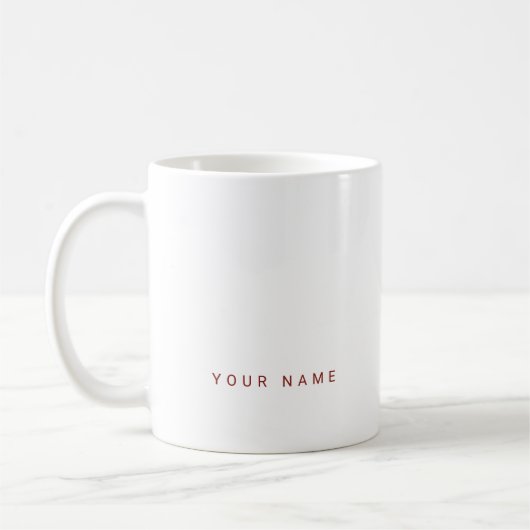Minimalistische moderne aangepaste naam, tekst en koffiemok (Links)