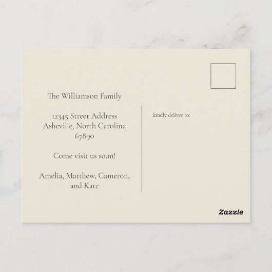 Minimalistische moderne aankondiging van het scrip briefkaart (Achterkant)