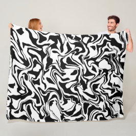 Minimalistische Moderne Abstract Zwart en Wit Eenv Fleece Deken