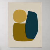 Minimalistische moderne Abstracte vormen Blauwgroe Poster (Voorkant)