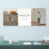 Minimalistische moderne afstudeerfeest met 2 foto' spandoek (Beurs)