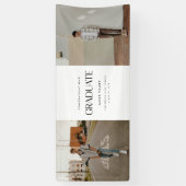 Minimalistische moderne afstudeerfeest met 2 foto' spandoek (Verticaal)