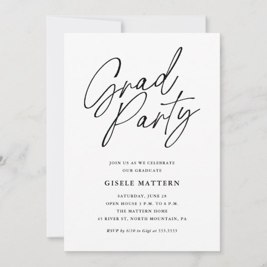 Minimalistische moderne afstudeerfeest uitnodiging (Voorkant)