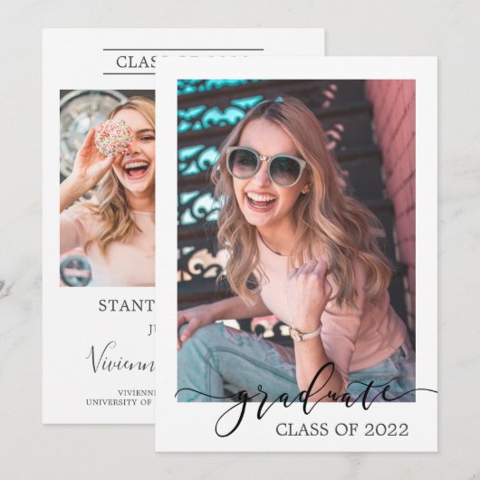 Minimalistische moderne Afstuderen foto's Afbeeldi Aankondiging (Voorkant / Achterkant)