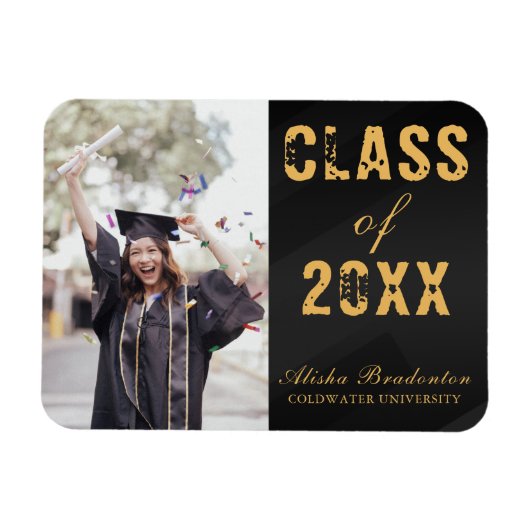 Minimalistische moderne Afstuderen Kaart Magneet (Horizontaal)
