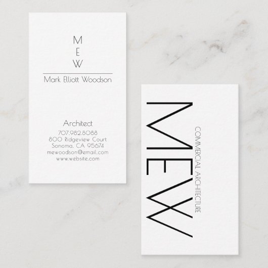 Minimalistische moderne architect visitekaartje (Voorkant / Achterkant)